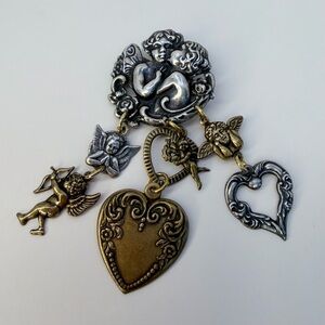 Vintage Cherub Angel Brooch Pin